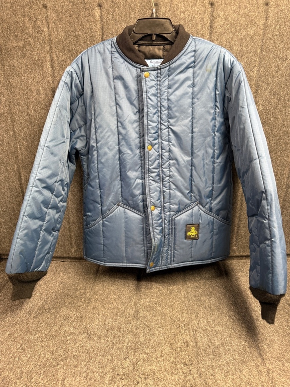Refrigiwear Men's Light Blue Quilted Bomber Jacket with Rib Trim